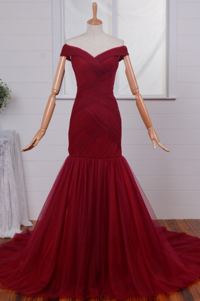 dark red long prom dresses