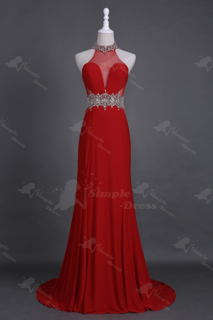 red dress with rhinestones