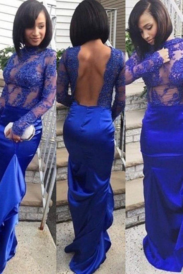 royal blue prom dress with sleeves