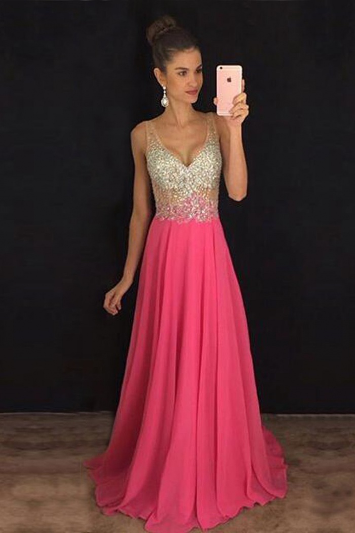 rose pink chiffon dress
