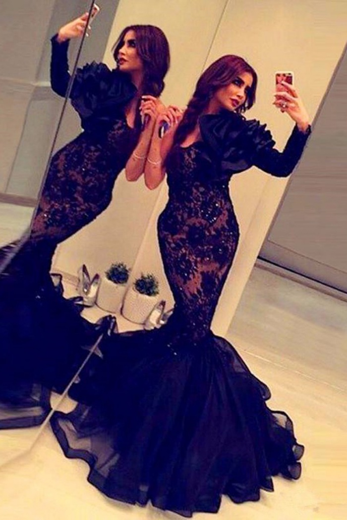 mermaid prom dress with train