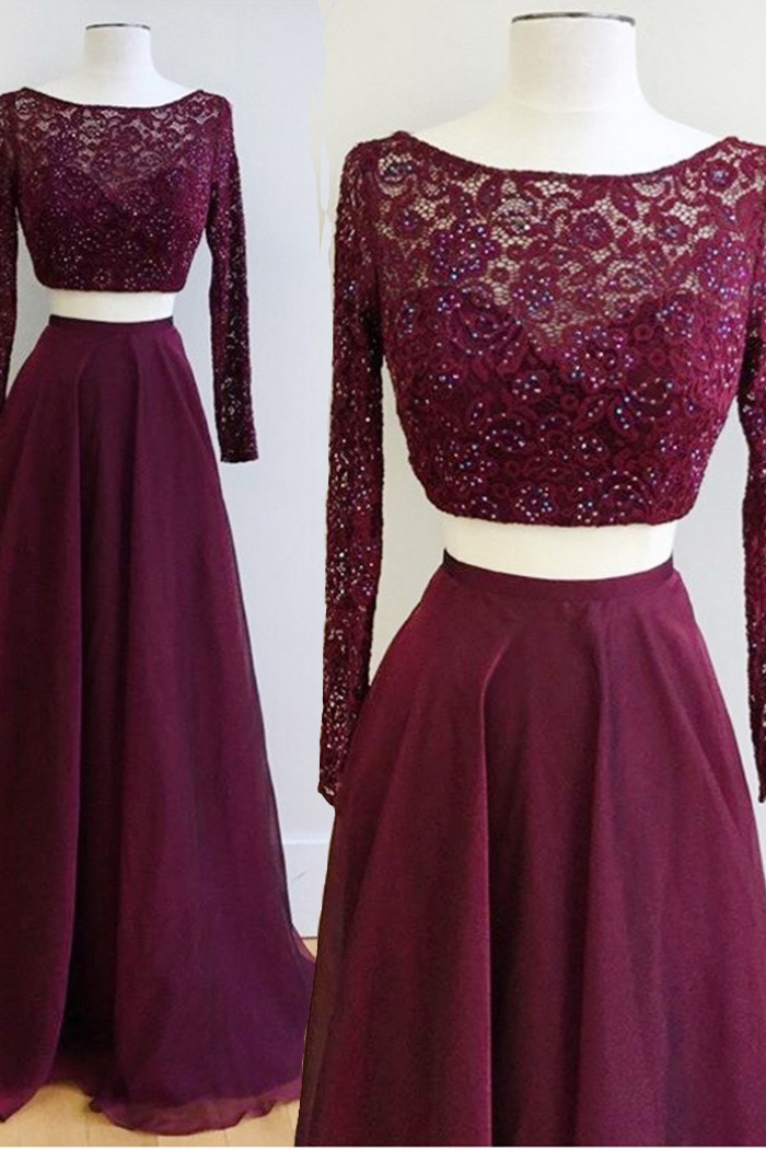 long sleeve burgundy prom dresses