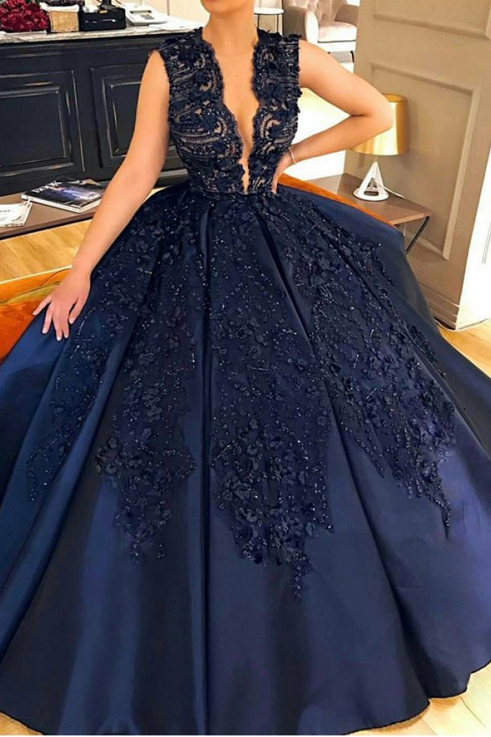 Blue Jewel Prom Dress
