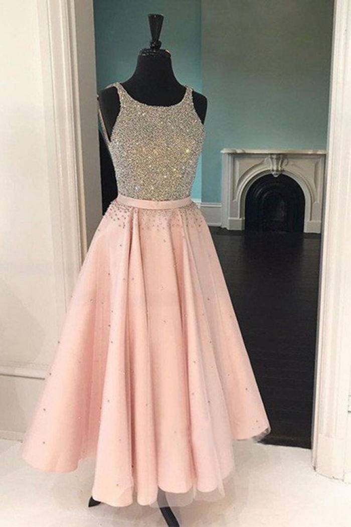 tea length tulle prom dress