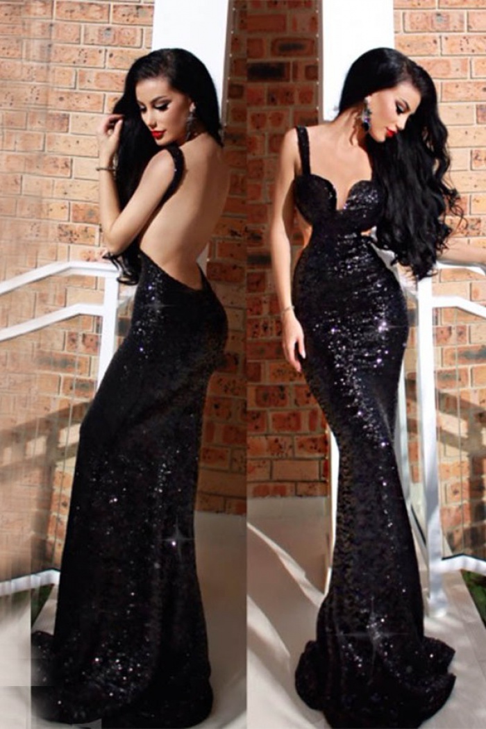 black cut out formal dress