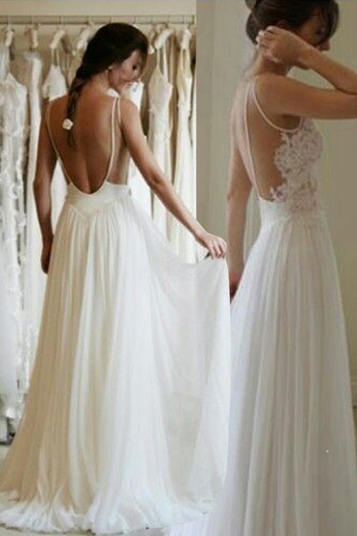backless chiffon wedding dress