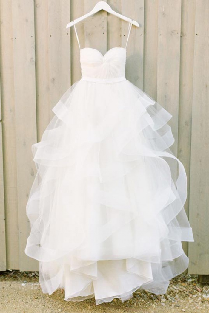 tulle wedding dress a line