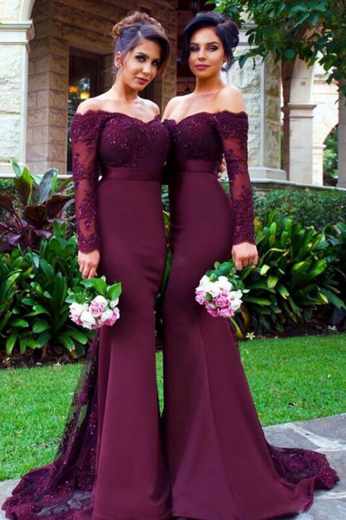 mermaid burgundy bridesmaid dresses