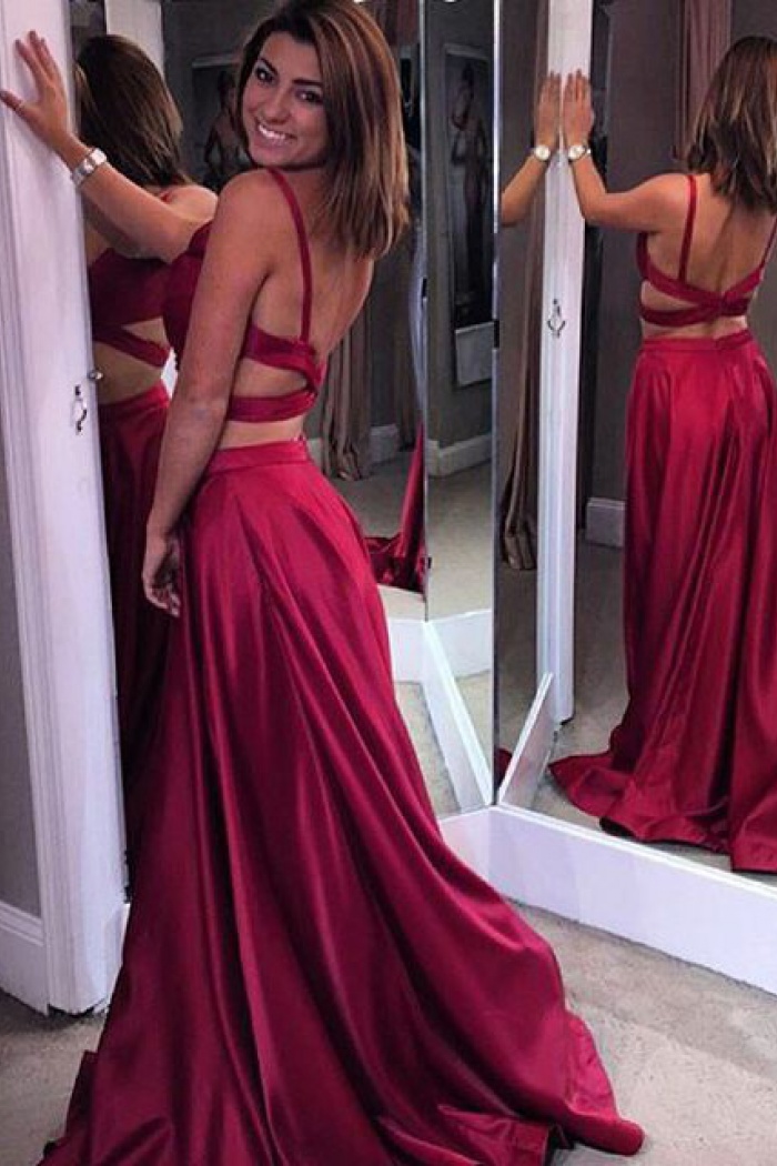 red backless evening dress