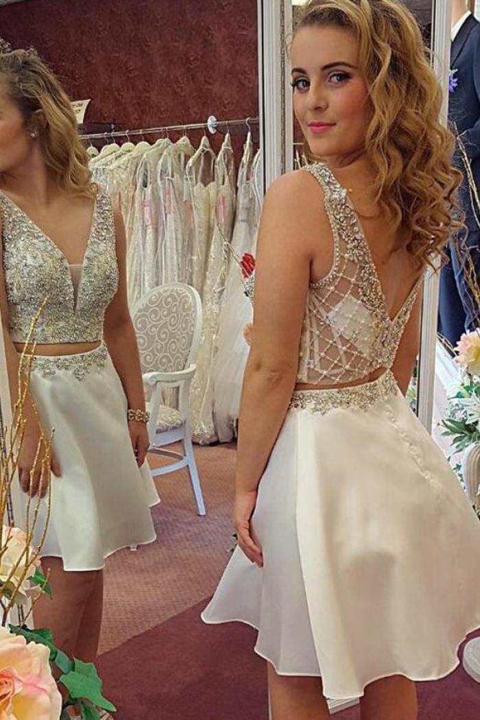 Ivory Satin Cocktail Dress
