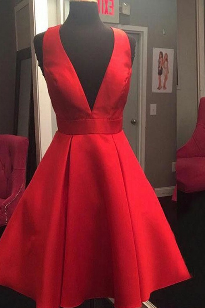 short red satin dress