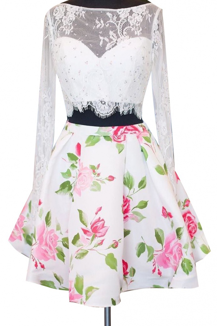 two piece floral homecoming dress
