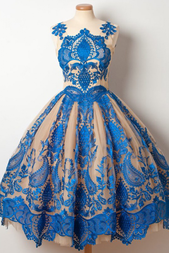 royal blue tea dress