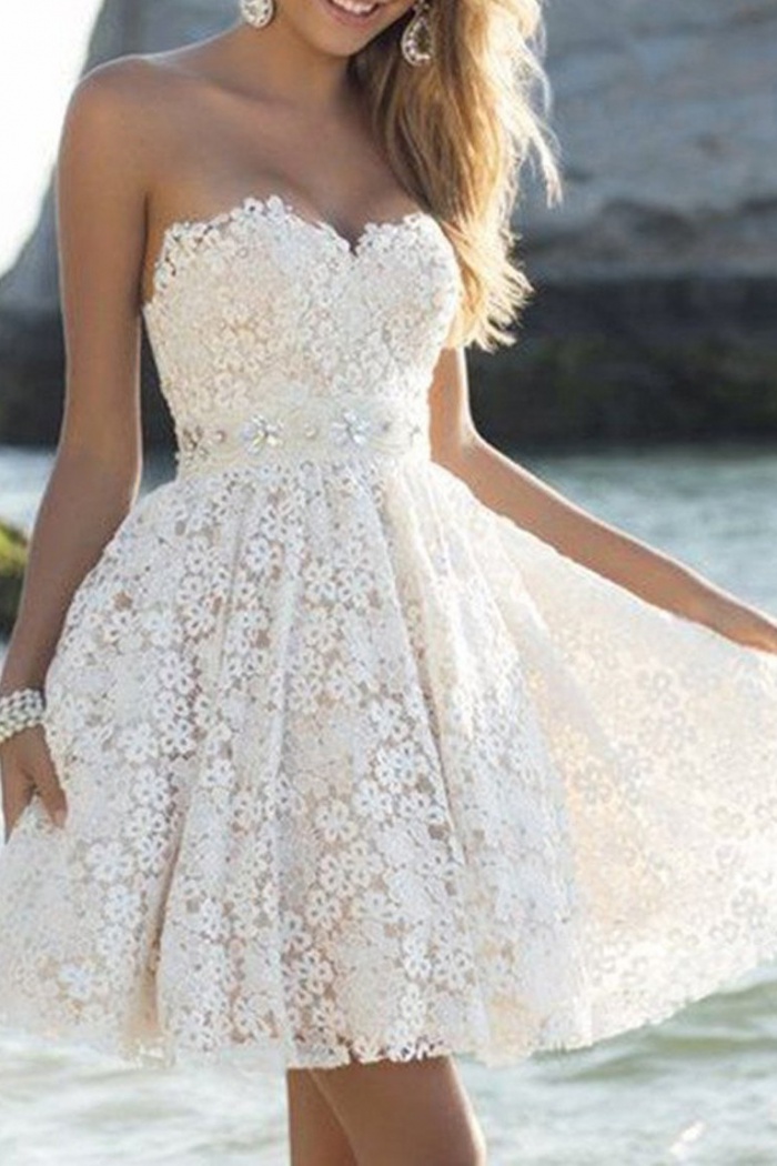 short ivory lace dress