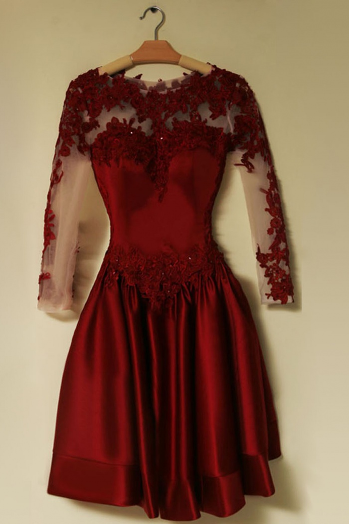 deep red long sleeve dress
