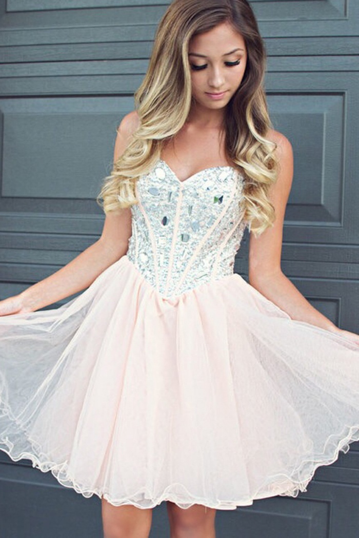 Sweetheart Short Champagne Dress