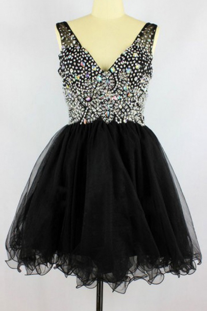 black short tulle dress