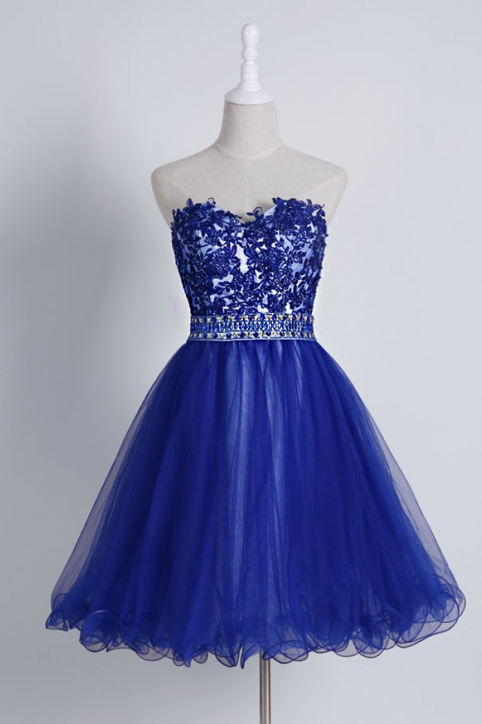Hot Selling Sweetheart Short Royal Blue Homecoming Dress with Appliques