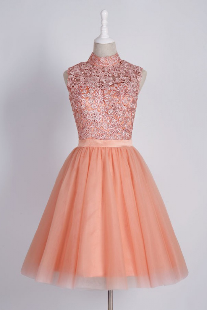 coral hoco dress