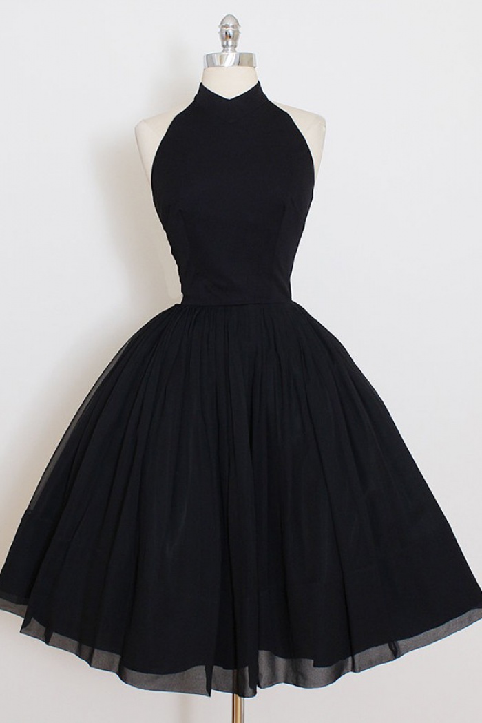 black a line knee length dress