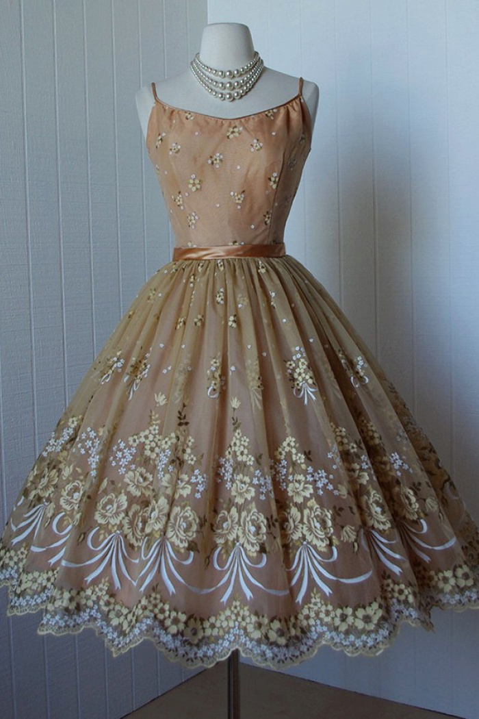 spaghetti strap tea length dress