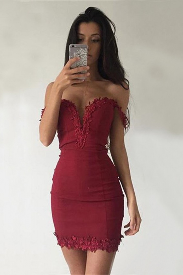 dark red short dress