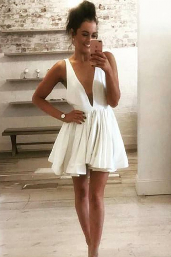 deep neck short dress