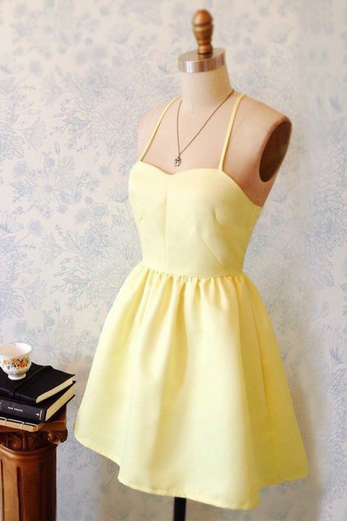 light yellow satin dress