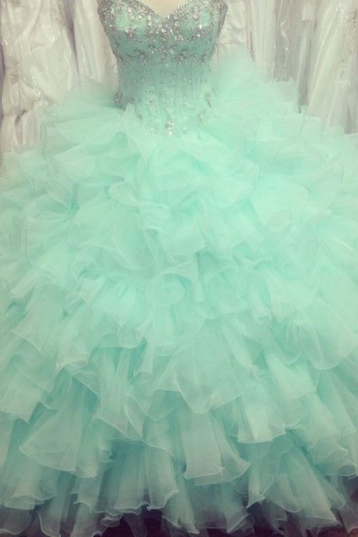 Simple-dress Handmade Sweetheart Beading Tulle Quinceanera Dresses/Sweet 16  Dresses TUPD-7387 - Wisebridal.com