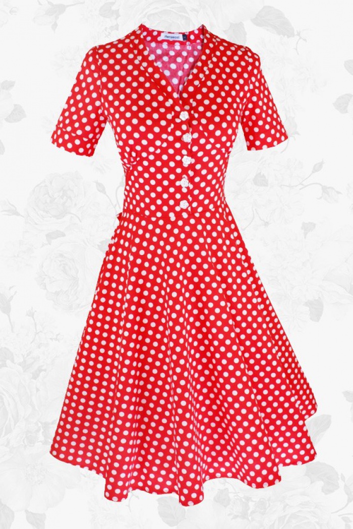 50s red polka dot dress