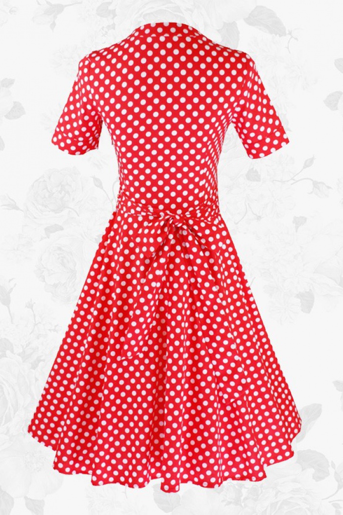 vintage red dress with white polka dots