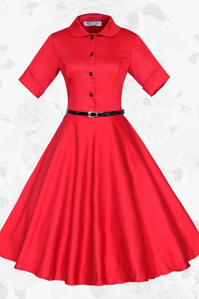 red 50s dress