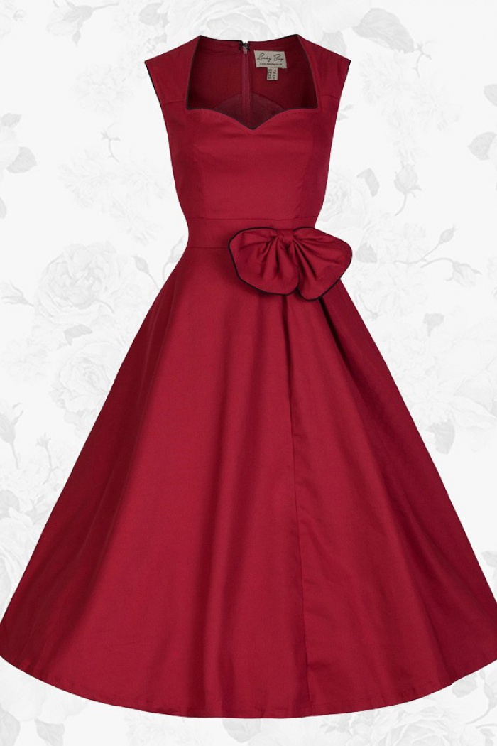 red 50s style dress