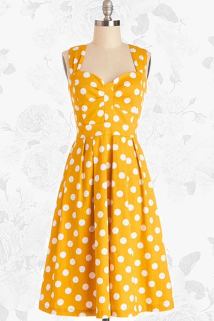 yellow 50s swing dress