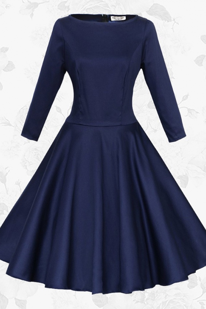 navy blue 50s dress