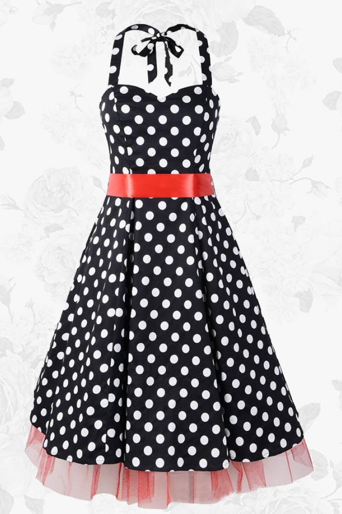 black white spotty dress