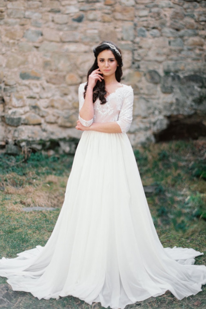 nude lace wedding gown