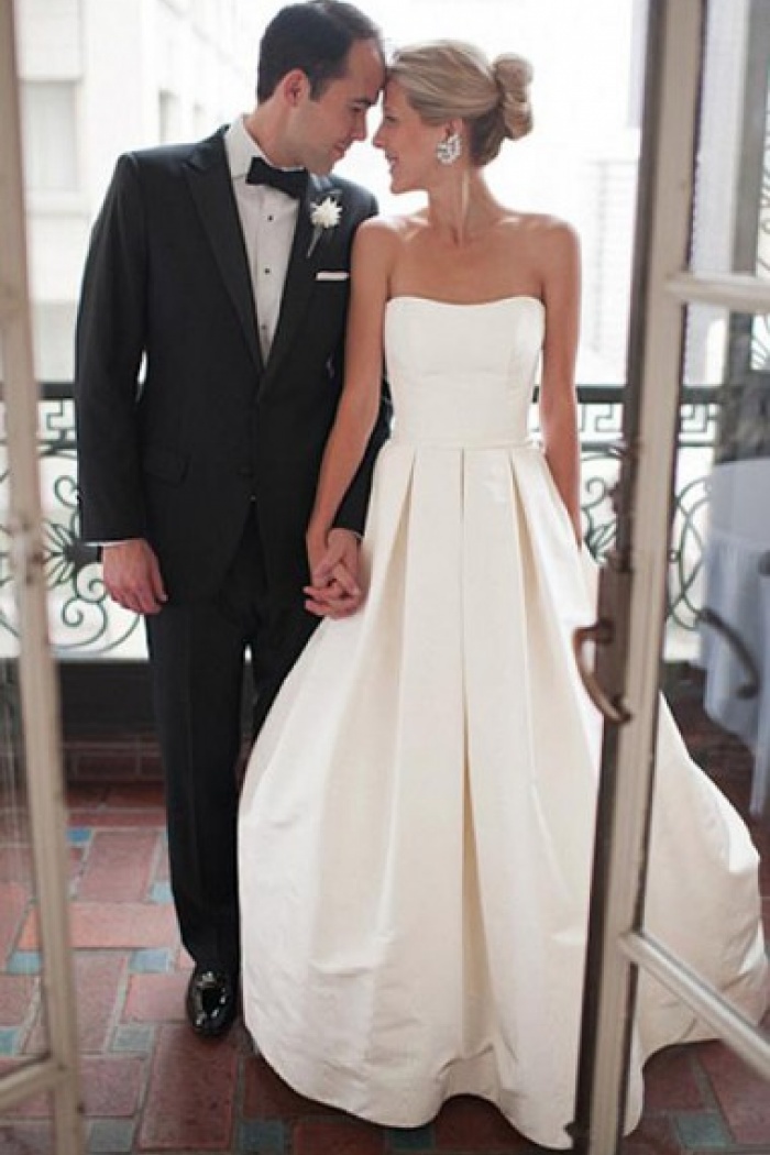 satin wedding dress with train