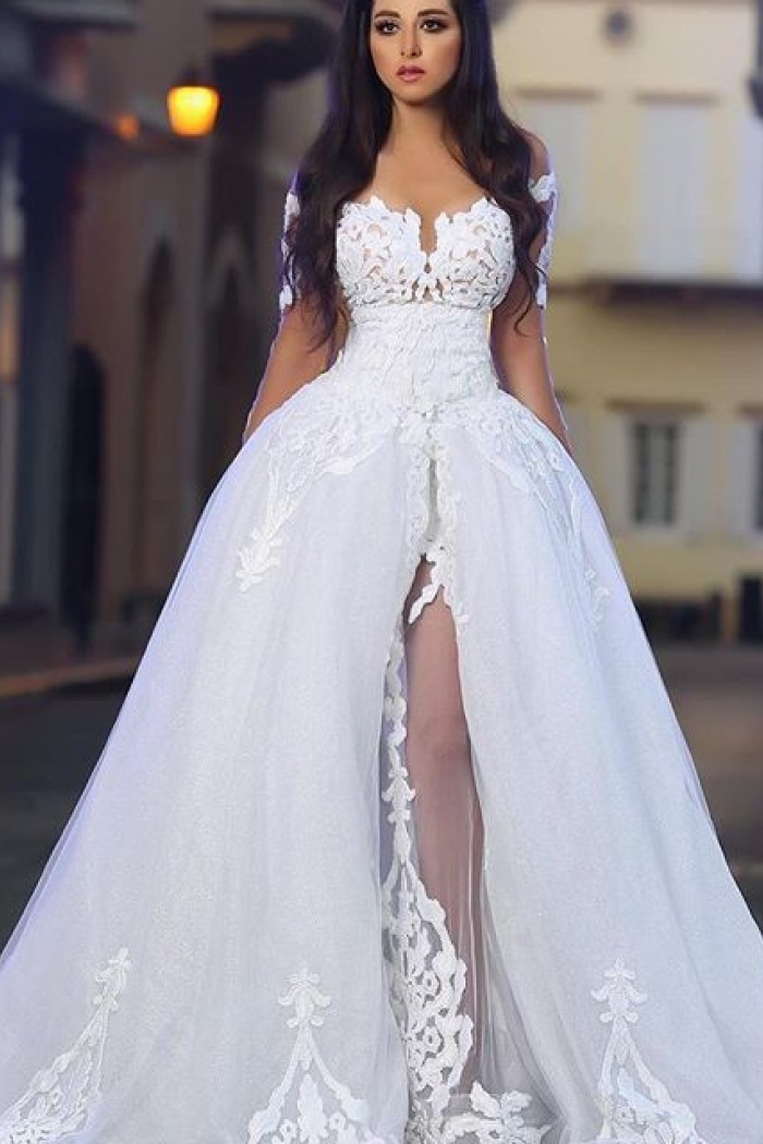 white elegant gown