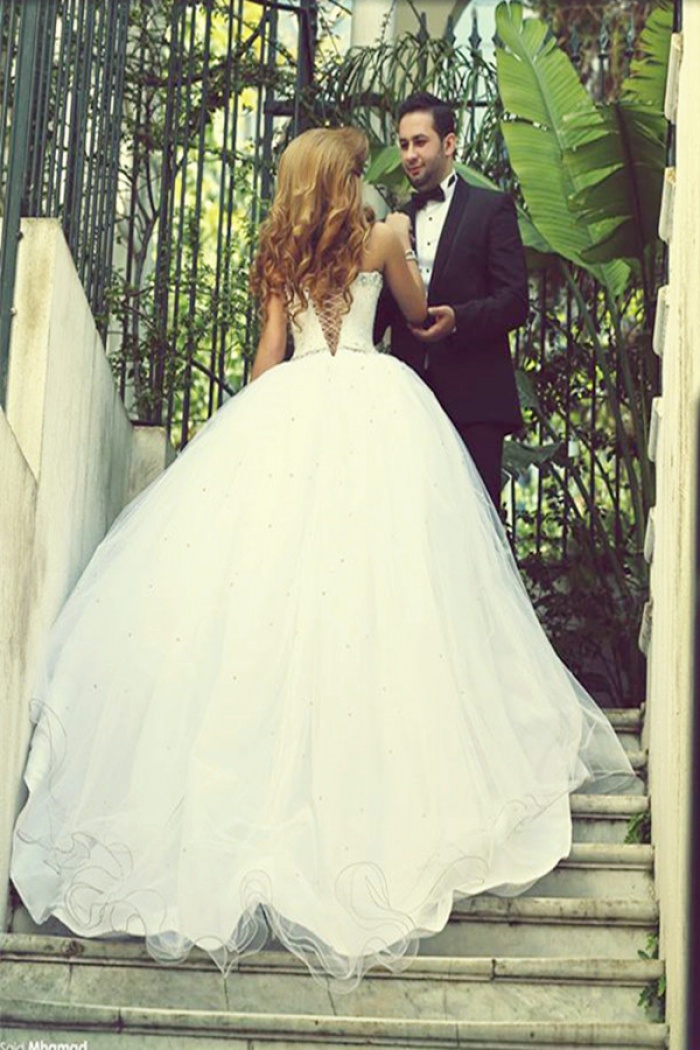 Sweetheart Crystal Tulle Ball Gown Wedding Dresses Lace-up Custom Made Princess  Bridal Dresses with Crystals MH004 - Wisebridal.com