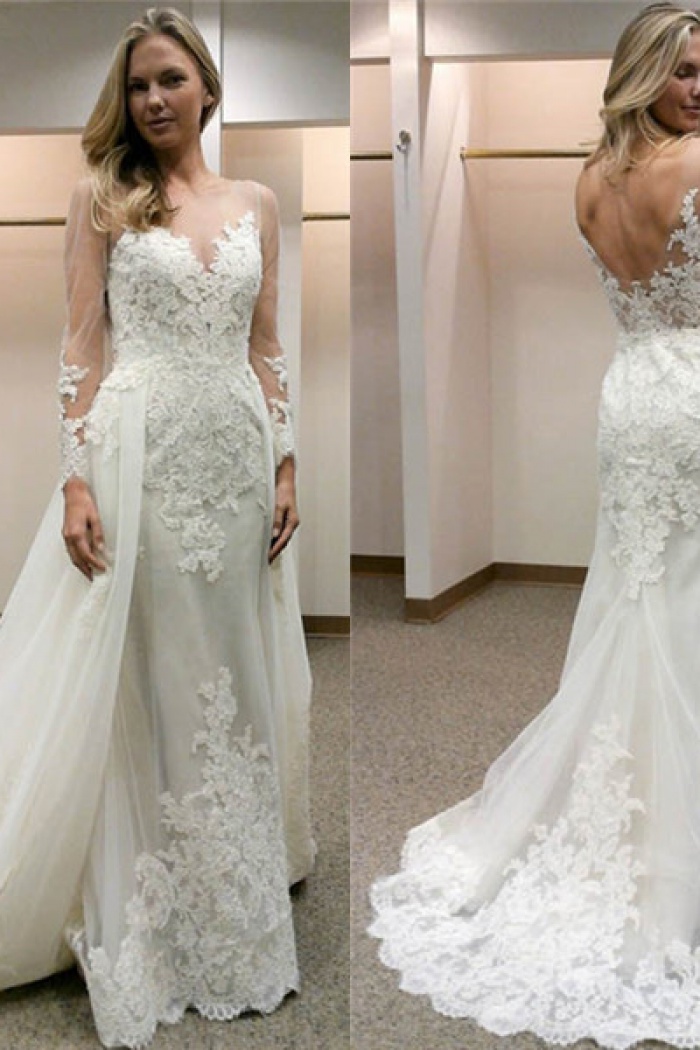 strapless column wedding dress