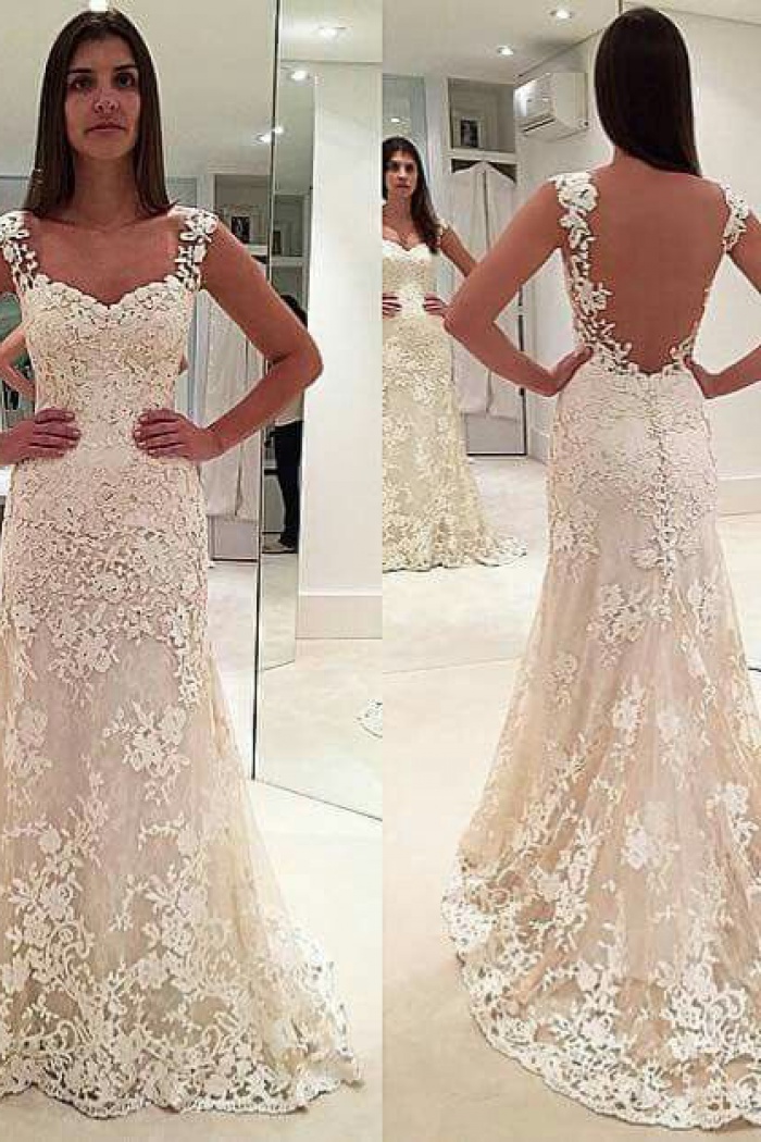 elegant champagne wedding dresses