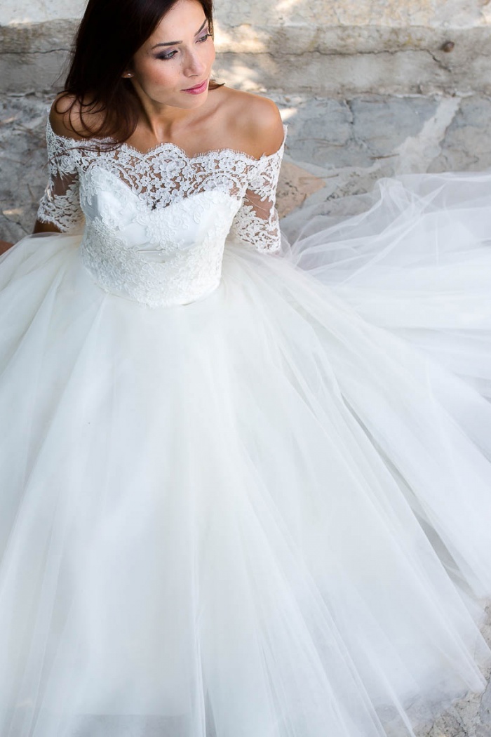 half sleeve wedding dress