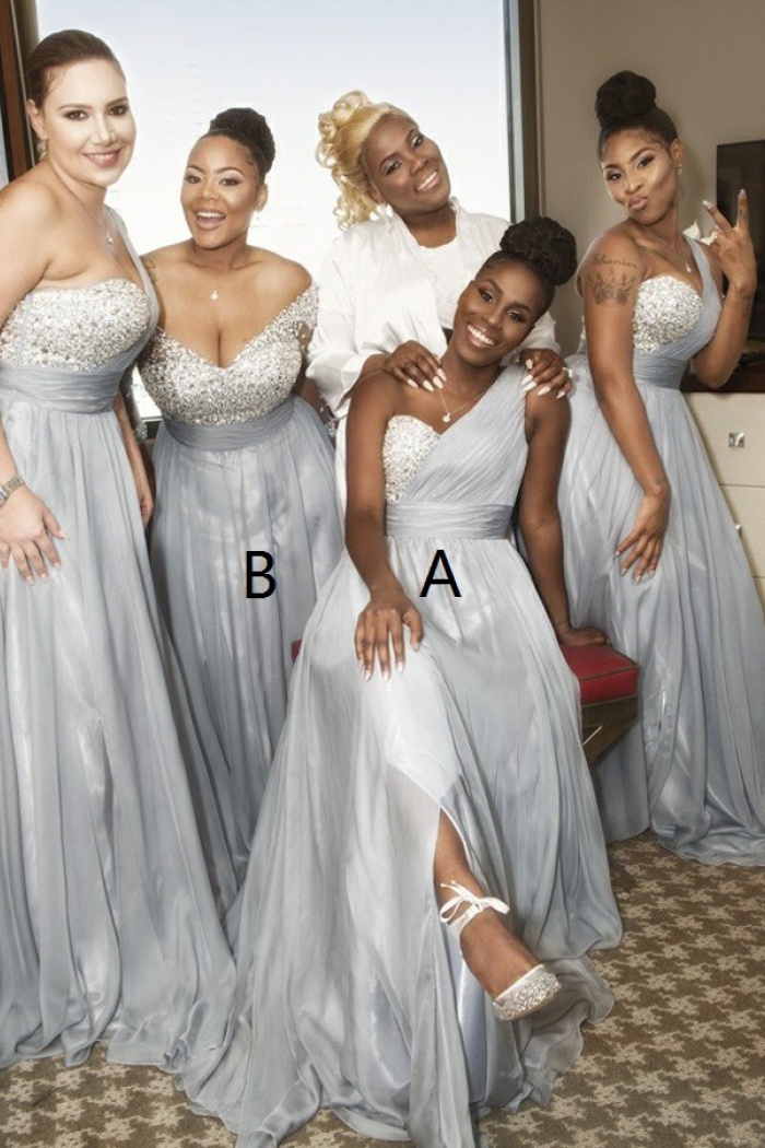 one shoulder chiffon bridesmaid dresses