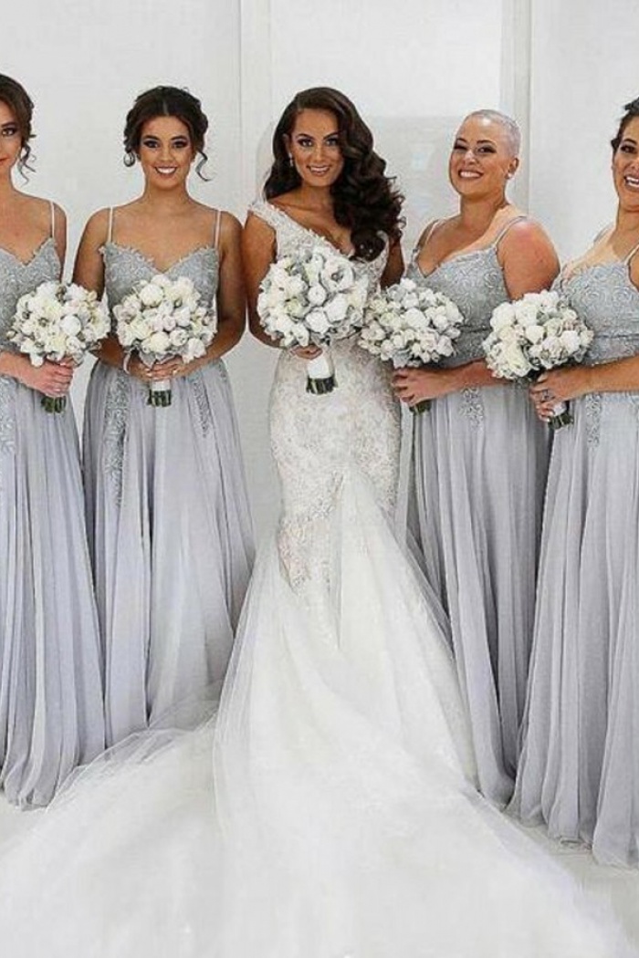 grey bridesmaid dresses