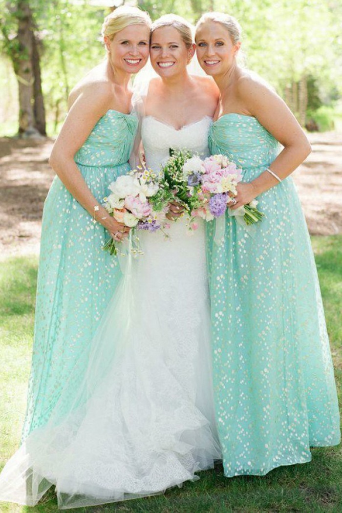 green floral bridesmaid dress