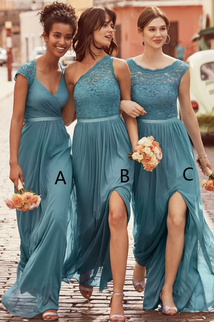 green lace bridesmaid dresses