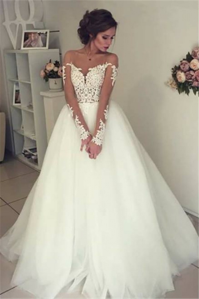 lace bridal gowns with sleeves