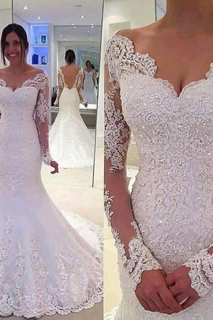 mermaid wedding dresses 2018 with sleeves