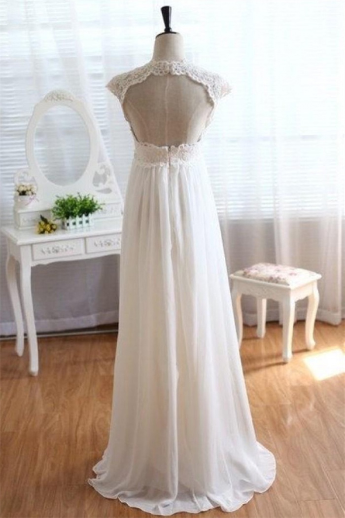 sachin and babi light blue dress 2018 Empire Waist Wedding Dress Lace Chiffon Summer Beach Bride Dresses